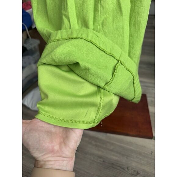 HEMANT AND NANDITA Linen Blend Cutout Midi Dress Green Size Large NWT - Picture 8 of 9